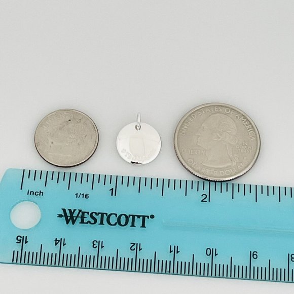 Tiffany Silver Letter M Alphabet Initial Round Circle Notes Charm Pendant - Picture 5 of 6